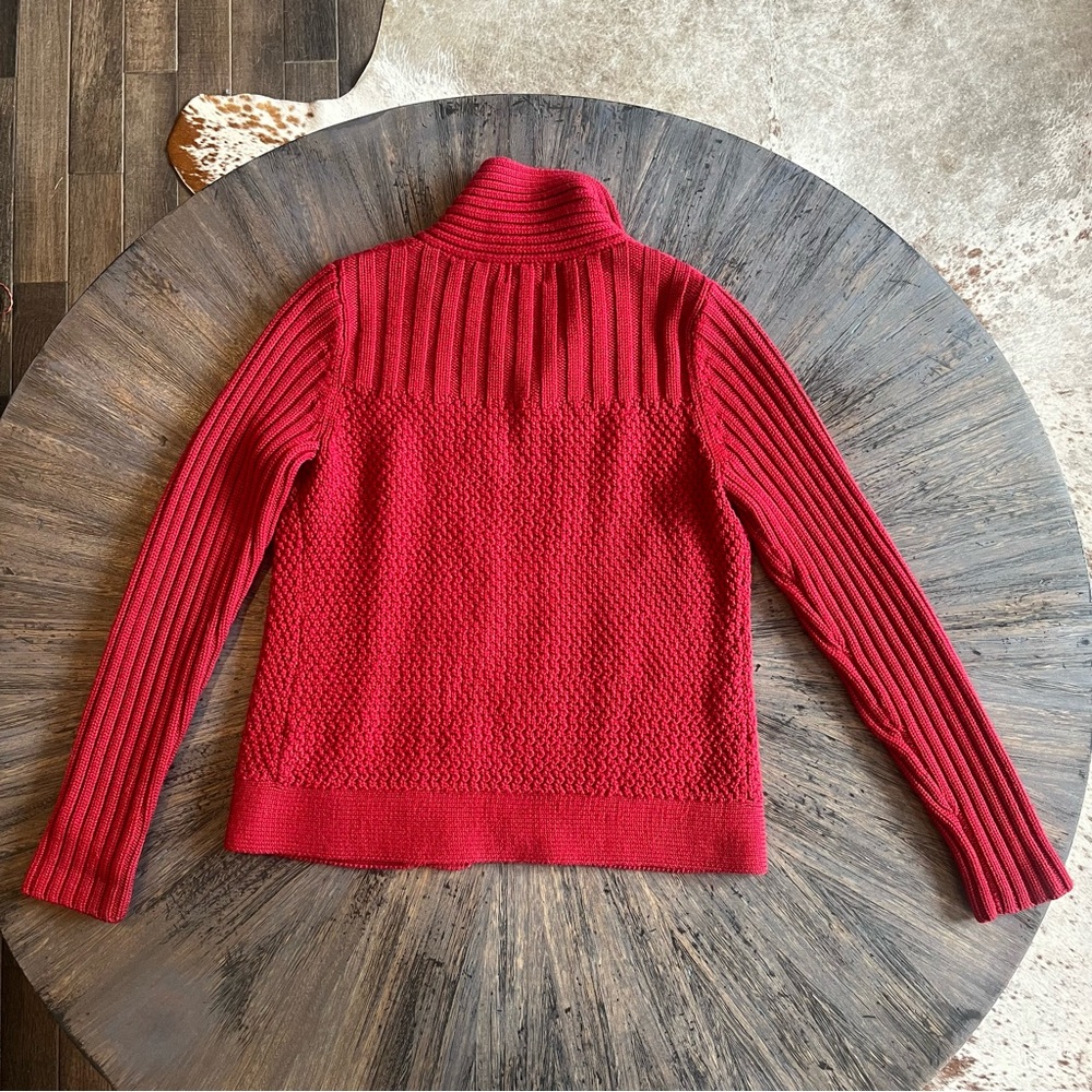 L.L. Bean Cable Knit Wool Blend Cardigan Sweater – Red – Women’s XS - Picture 2 of 8